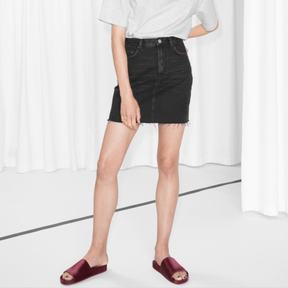 & other stories black denim skirt